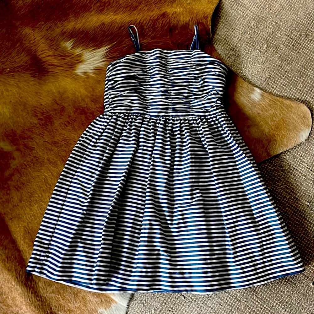 Classic Ralph Lauren striped dress with button detailing in the back